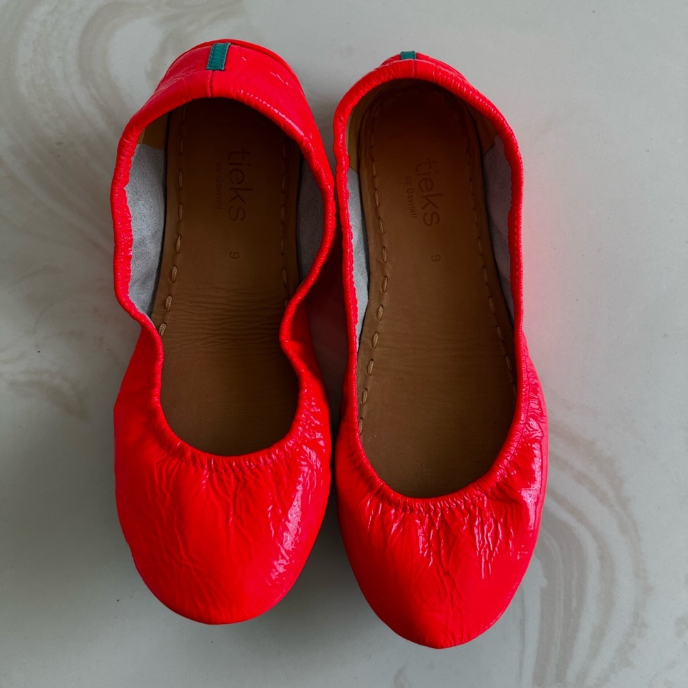 Tieks INFRARED (Neon Red Patent Leather) Ballet Flats